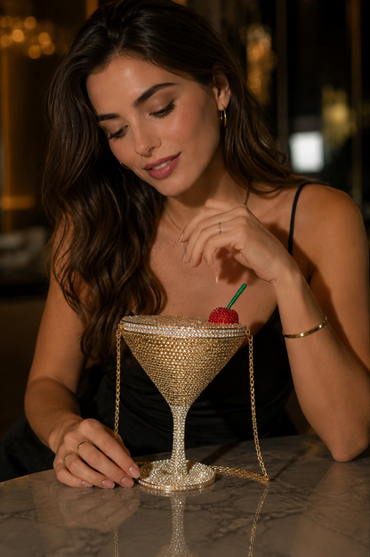 Bolsa Clutch Martini de Cristales | Bolsa de Fiesta y Noche