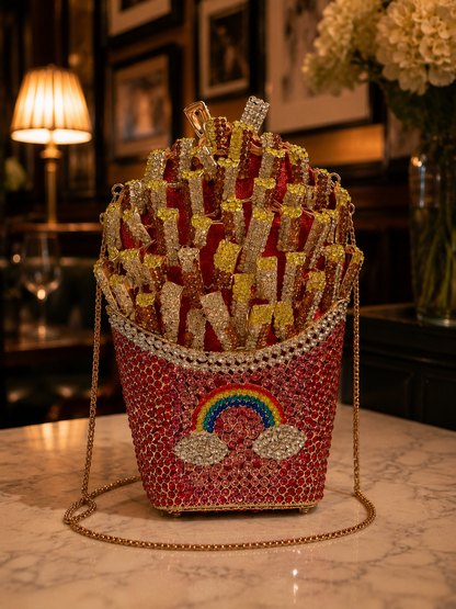 Bolsa Clutch French Fries de Cristales | Bolsa de Fiesta y Noche