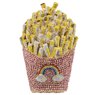 Bolsa Clutch French Fries de Cristales | Bolsa de Fiesta y Noche