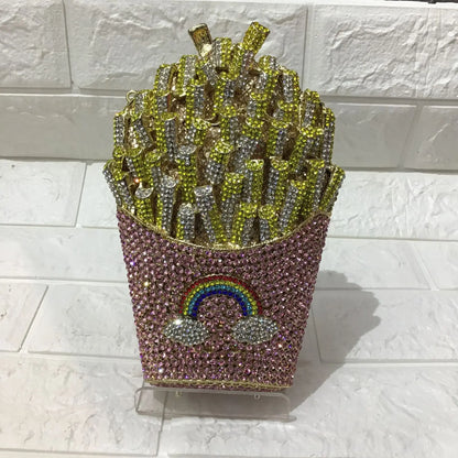 Bolsa Clutch French Fries de Cristales | Bolsa de Fiesta y Noche