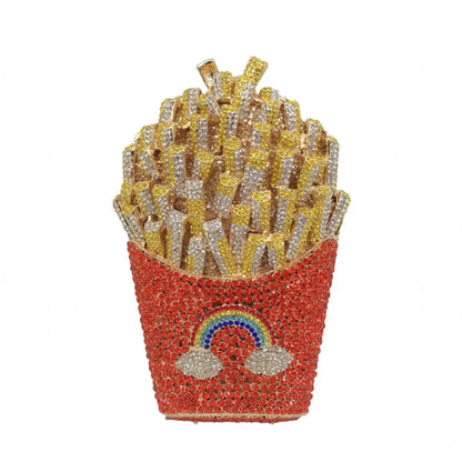 Bolsa Clutch French Fries de Cristales | Bolsa de Fiesta y Noche
