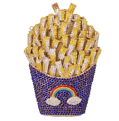 Bolsa Clutch French Fries de Cristales | Bolsa de Fiesta y Noche