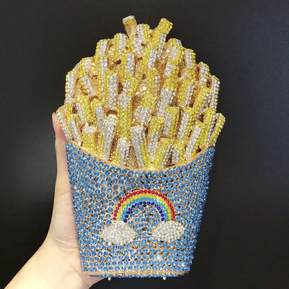 Bolsa Clutch French Fries de Cristales | Bolsa de Fiesta y Noche