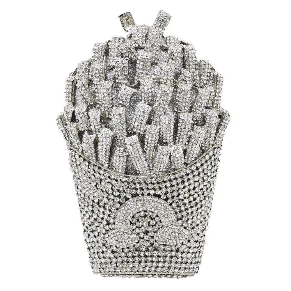 Bolsa Clutch French Fries de Cristales | Bolsa de Fiesta y Noche