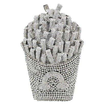 Bolsa Clutch French Fries de Cristales | Bolsa de Fiesta y Noche
