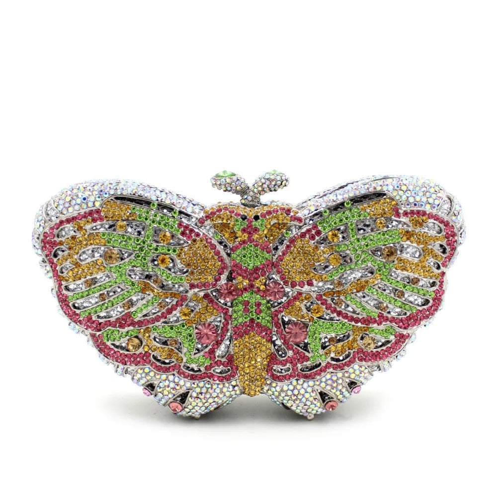 Bolsa Clutch Mariposa de Cristales | Bolsa de Fiesta Elegante