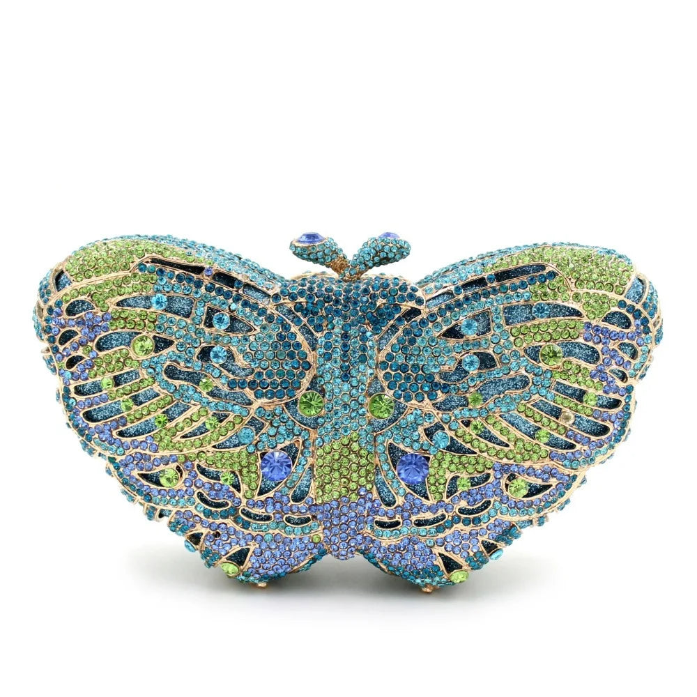 Bolsa Clutch Mariposa de Cristales | Bolsa de Fiesta Elegante