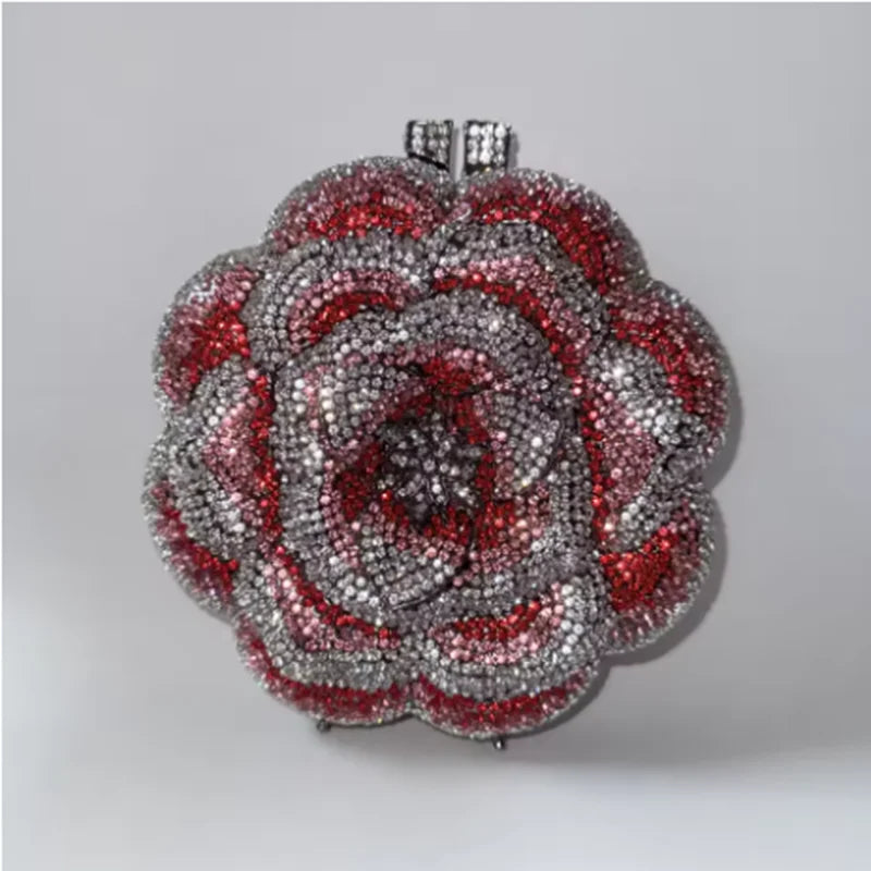 Bolsa Clutch Flor de Cristales | Bolsa de Fiesta Elegante