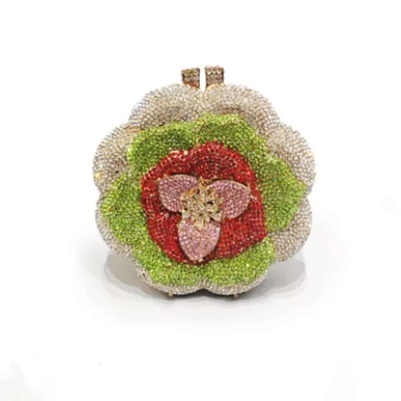 Bolsa Clutch Flor de Cristales | Bolsa de Fiesta Elegante