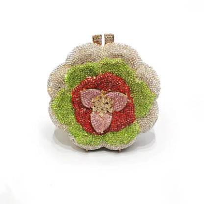 Bolsa Clutch Flor de Cristales | Bolsa de Fiesta Elegante