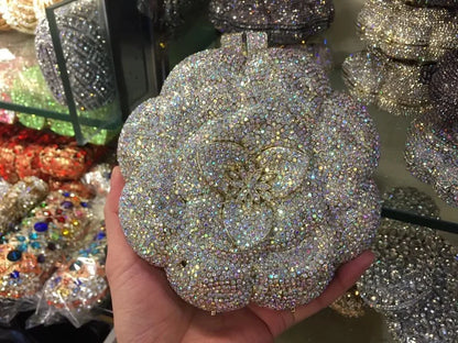 Bolsa Clutch Flor de Cristales | Bolsa de Fiesta Elegante