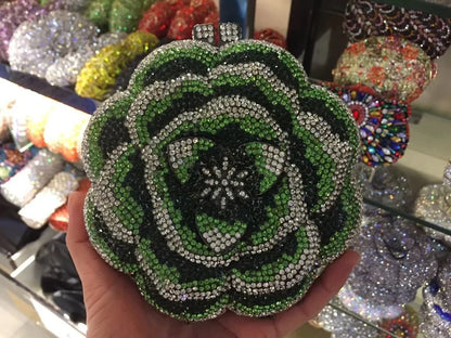 Bolsa Clutch Flor de Cristales | Bolsa de Fiesta Elegante