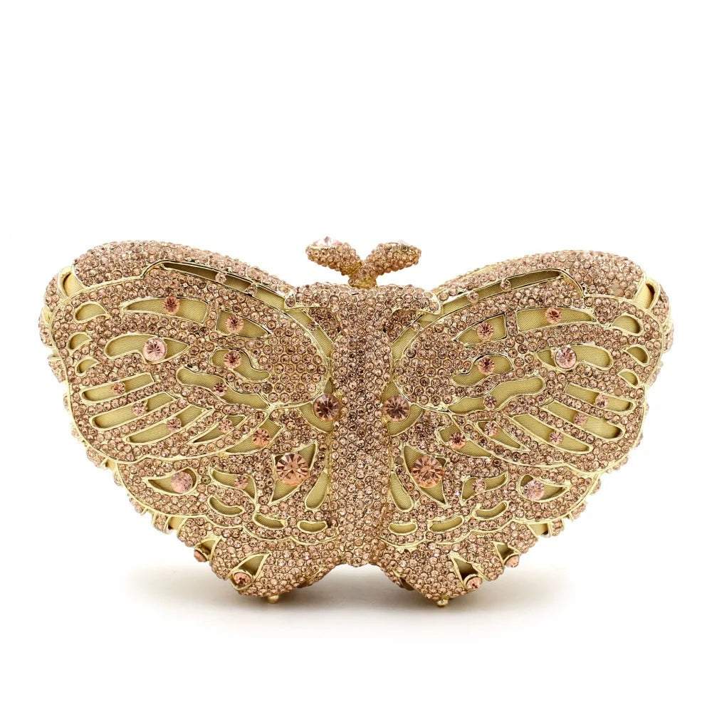 Bolsa Clutch Mariposa de Cristales | Bolsa de Fiesta Elegante
