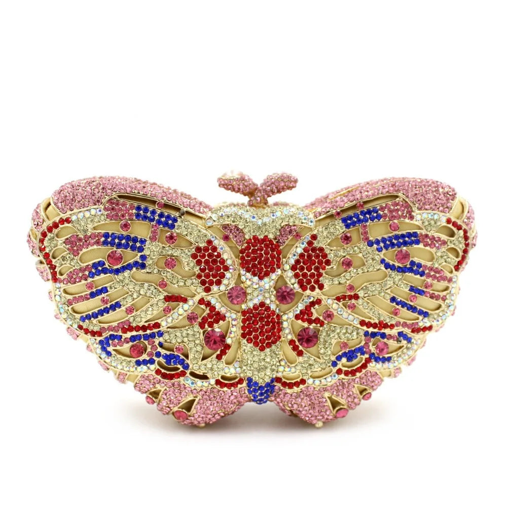 Bolsa Clutch Mariposa de Cristales | Bolsa de Fiesta Elegante