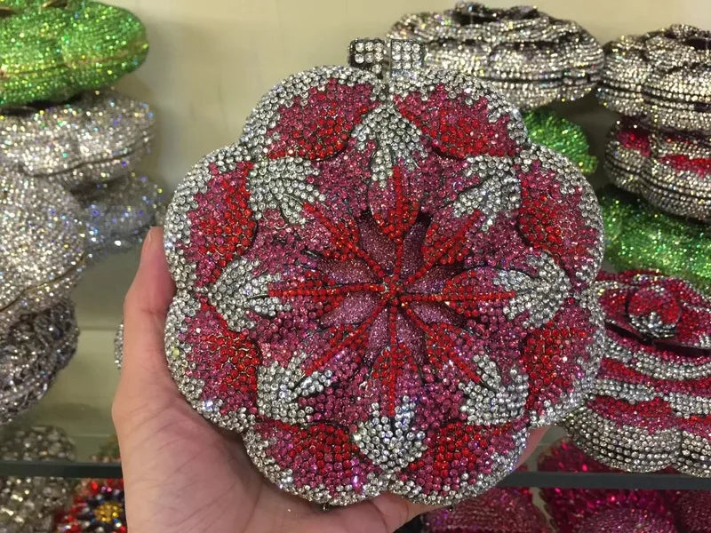 Bolsa Clutch Flor de Cristales | Bolsa de Fiesta Elegante