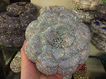 Bolsa Clutch Flor de Cristales | Bolsa de Fiesta Elegante