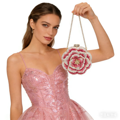 Bolsa Clutch Flor de Cristales | Bolsa de Fiesta Elegante
