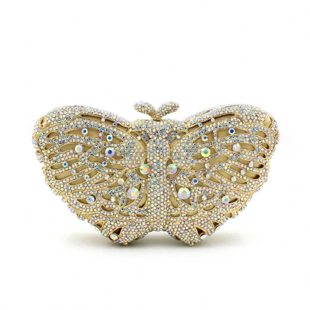 Bolsa Clutch Mariposa de Cristales | Bolsa de Fiesta Elegante