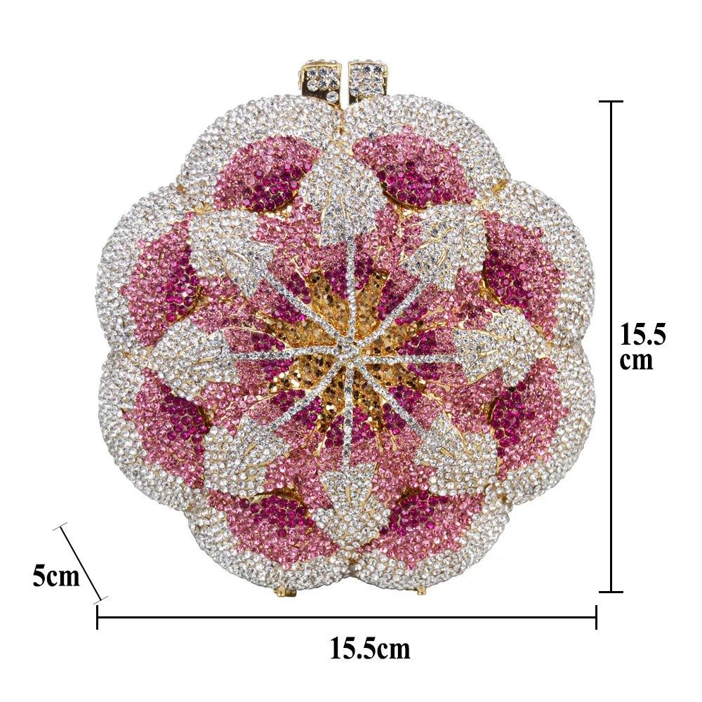 Bolsa Clutch Flor de Cristales | Bolsa de Fiesta Elegante