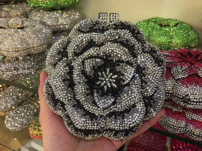 Bolsa Clutch Flor de Cristales | Bolsa de Fiesta Elegante