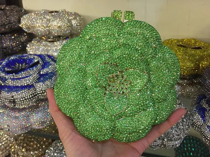 Bolsa Clutch Flor de Cristales | Bolsa de Fiesta Elegante