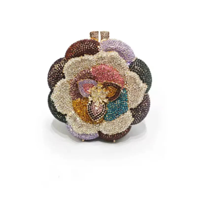 Bolsa Clutch Flor de Cristales | Bolsa de Fiesta Elegante