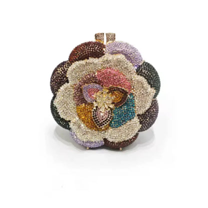 Bolsa Clutch Flor de Cristales | Bolsa de Fiesta Elegante