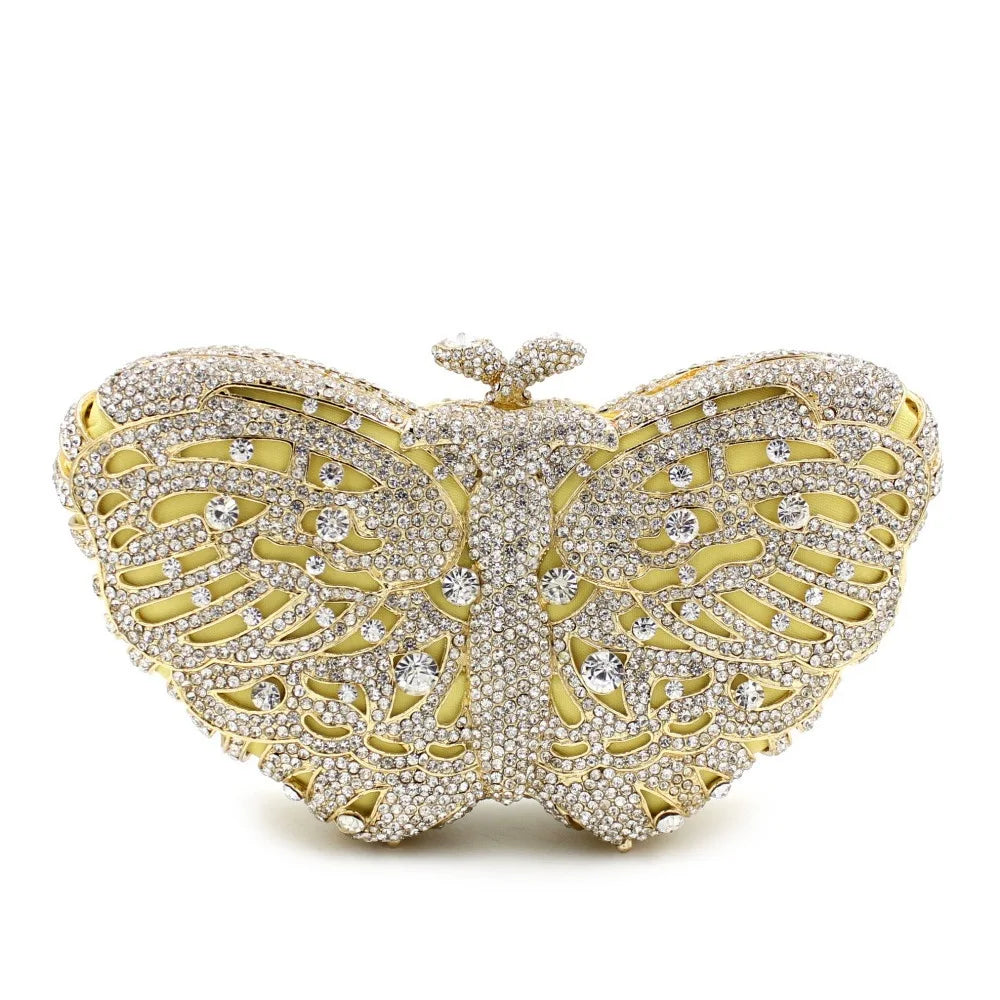 Bolsa Clutch Mariposa de Cristales | Bolsa de Fiesta Elegante