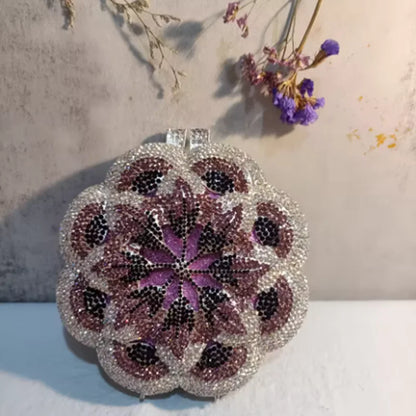 Bolsa Clutch Flor de Cristales | Bolsa de Fiesta Elegante