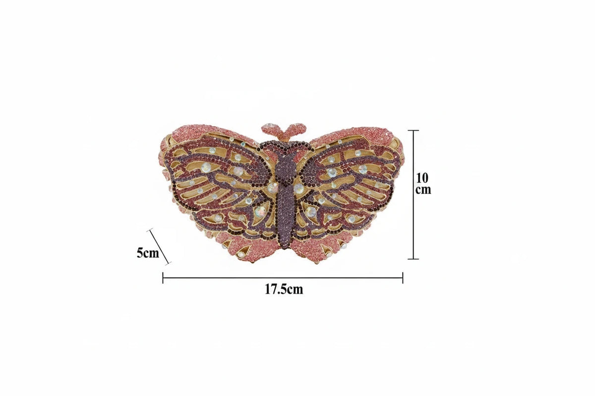 Bolsa Clutch Mariposa de Cristales | Bolsa de Fiesta Elegante