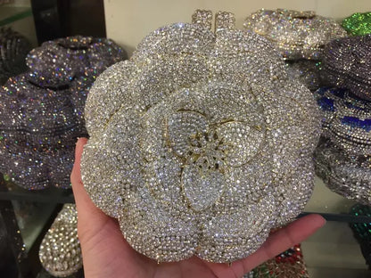 Bolsa Clutch Flor de Cristales | Bolsa de Fiesta Elegante