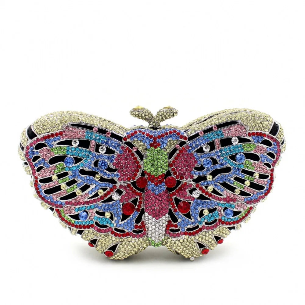 Bolsa Clutch Mariposa de Cristales | Bolsa de Fiesta Elegante