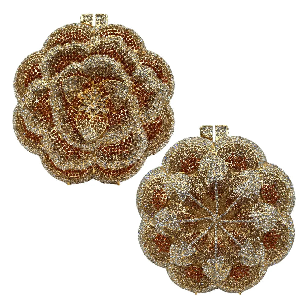 Bolsa Clutch Flor de Cristales | Bolsa de Fiesta Elegante