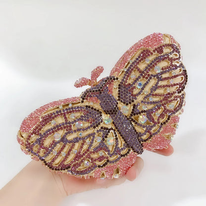Bolsa Clutch Mariposa de Cristales | Bolsa de Fiesta Elegante