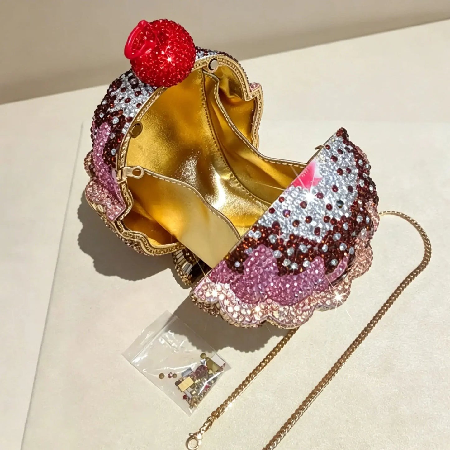 Bolsa Clutch Helado de Cristales | Bolsa de Fiesta y Noche