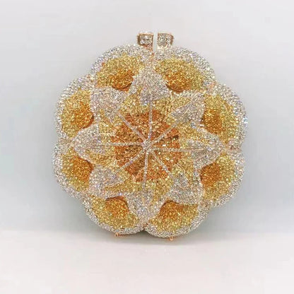 Bolsa Clutch Flor de Cristales | Bolsa de Fiesta Elegante