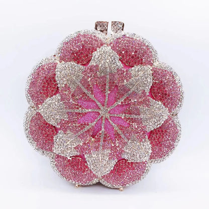 Bolsa Clutch Flor de Cristales | Bolsa de Fiesta Elegante