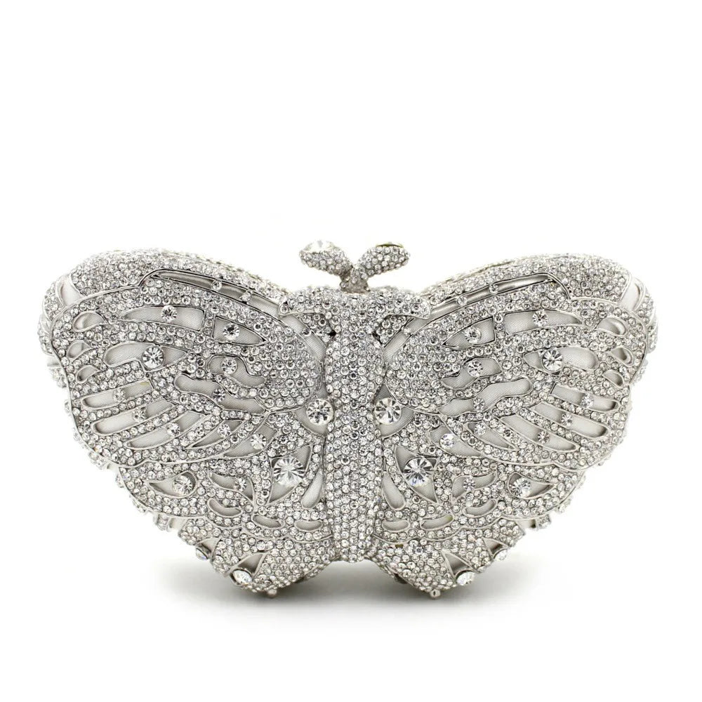 Bolsa Clutch Mariposa de Cristales | Bolsa de Fiesta Elegante