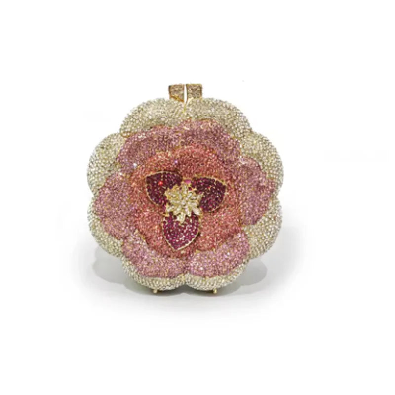Bolsa Clutch Flor de Cristales | Bolsa de Fiesta Elegante