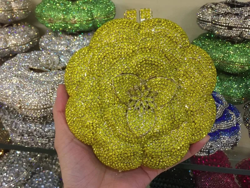 Bolsa Clutch Flor de Cristales | Bolsa de Fiesta Elegante