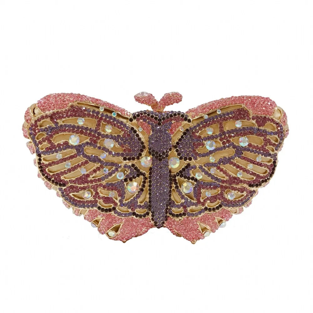 Bolsa Clutch Mariposa de Cristales | Bolsa de Fiesta Elegante